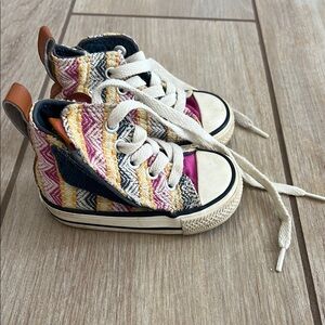 Colorful Patterned Converse all star Kids High-Top Sneakers, size 3